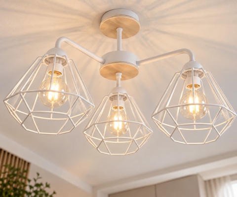 Lampa sufitowa 3xE27 FOSKAL WHITE WOOD