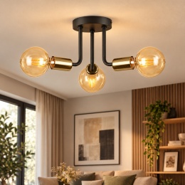 Lampa sufitowa 3xE27 LUNA BLACK/GOLD