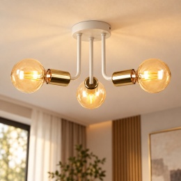 Lampa sufitowa 3xE27 LUNA WHITE/GOLD