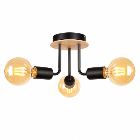 Lampa sufitowa 3xE27 LUNA WOOD BLACK
