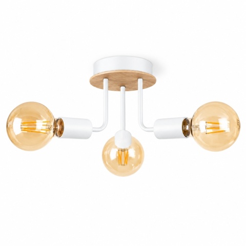 Lampa sufitowa 3xE27 LUNA WOOD WHITE