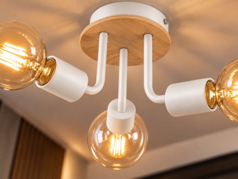 Lampa sufitowa 3xE27 LUNA WOOD WHITE