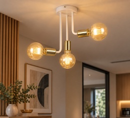 Lampa sufitowa 3xE27 MEGAN WHITE/GOLD