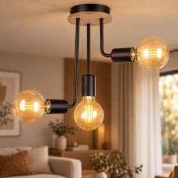 Lampa sufitowa 3xE27 MEGAN WOOD BLACK