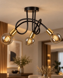 Lampa sufitowa 3xE27 RUMBA BLACK/GOLD