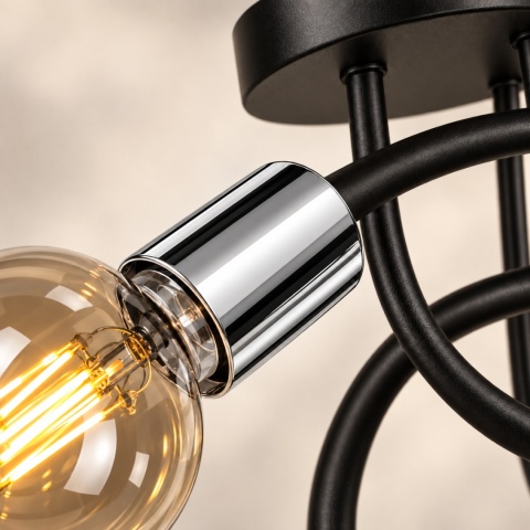 Lampa sufitowa 3xE27 RUMBA BLACK/SILVER