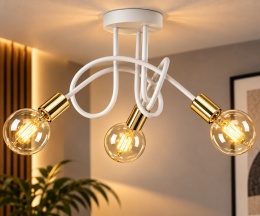 Lampa sufitowa 3xE27 RUMBA WHITE/GOLD