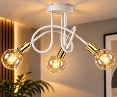 Lampa sufitowa 3xE27 RUMBA WHITE/GOLD