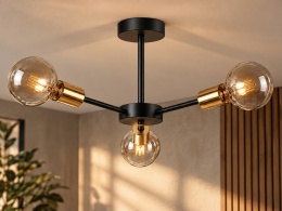 Lampa sufitowa 3xE27 SUN BLACK/GOLD