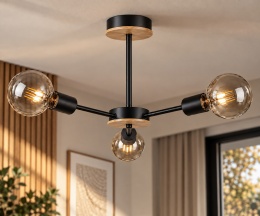 Lampa sufitowa 3xE27 SUN WOOD BLACK