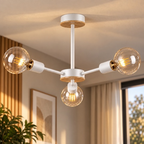 Lampa sufitowa 3xE27 SUN WOOD WHITE