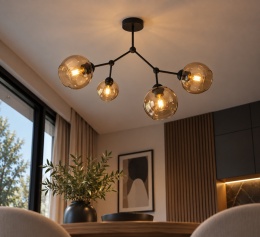 Lampa sufitowa 4xE27 ACRO BLACK/HONEY