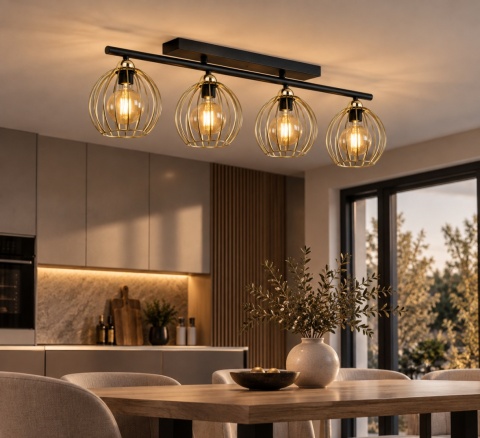 Lampa sufitowa 4xE27 BACCA BLACK/GOLD