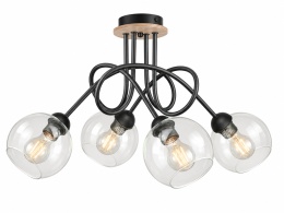 Lampa sufitowa 4xE27 EVIE BLACK/WOOD