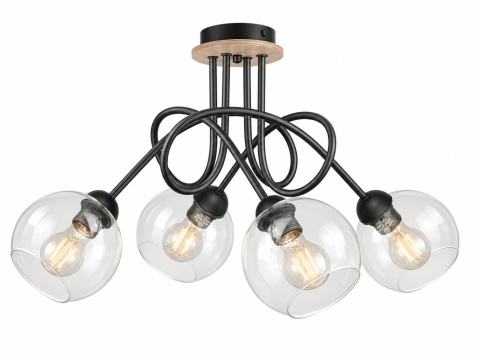 Lampa sufitowa 4xE27 EVIE BLACK/WOOD