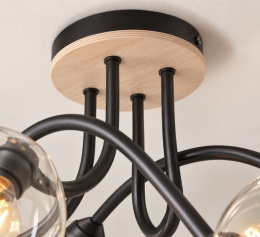 Lampa sufitowa 4xE27 EVIE BLACK/WOOD