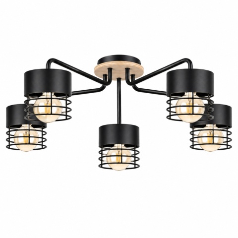 Lampa sufitowa 5xE27 CASA BLACK WOOD