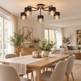 Lampa sufitowa 5xE27 CASA BLACK WOOD