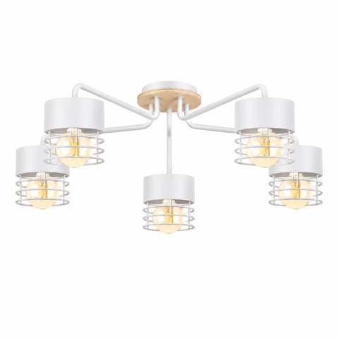 Lampa sufitowa 5xE27 CASA WHITE WOOD