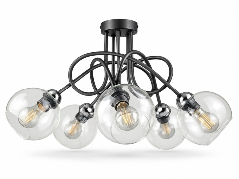 Lampa sufitowa 5xE27 EVIE BLACK/SILVER