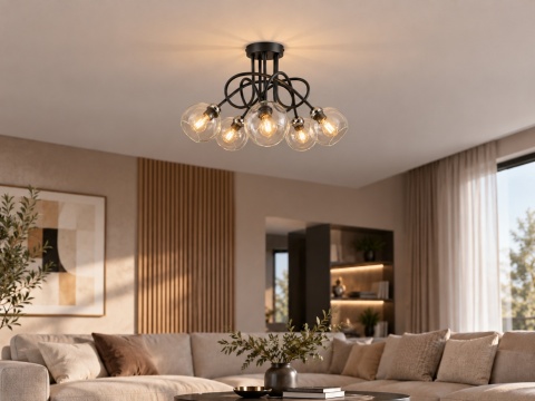 Lampa sufitowa 5xE27 EVIE BLACK/SILVER