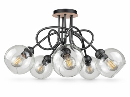 Lampa sufitowa 5xE27 EVIE BLACK/WOOD