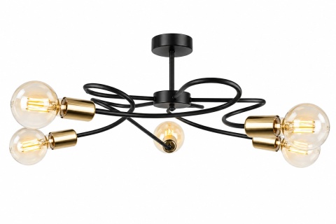 Lampa sufitowa 5xE27 FIORE BLACK/GOLD