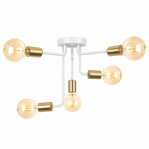 Lampa sufitowa 5xE27 NIXON WHITE/GOLD