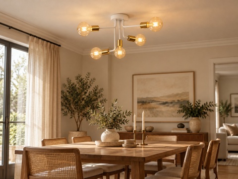 Lampa sufitowa 5xE27 NIXON WHITE/GOLD