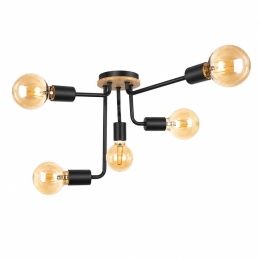 Lampa sufitowa 5xE27 NIXON WOOD BLACK