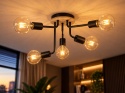 Lampa sufitowa 5xE27 NIXON WOOD BLACK