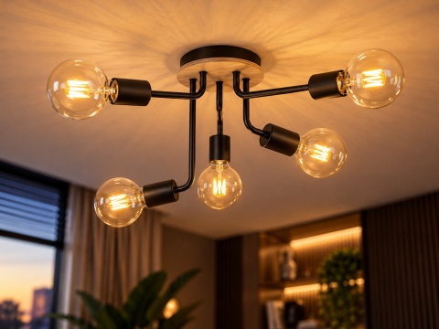 Lampa sufitowa 5xE27 NIXON WOOD BLACK