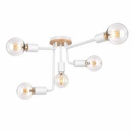 Lampa sufitowa 5xE27 NIXON WOOD WHITE
