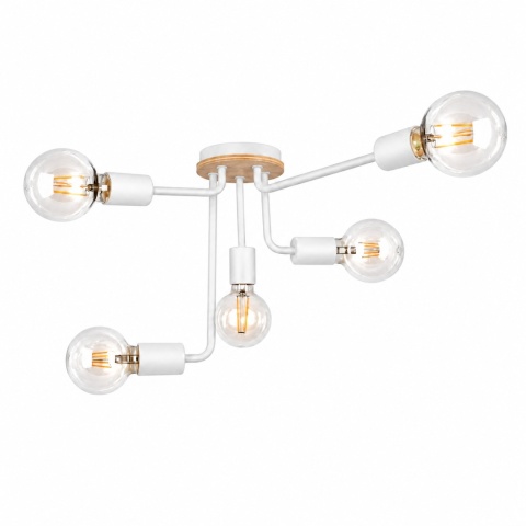 Lampa sufitowa 5xE27 NIXON WOOD WHITE