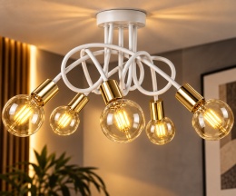 Lampa sufitowa 5xE27 RUMBA WHITE/GOLD