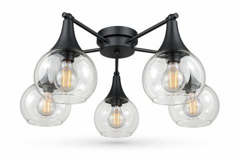 Lampa sufitowa 5xE27 STAR CLEAR BLACK