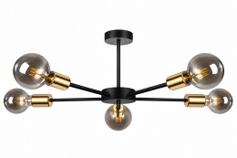 Lampa sufitowa 5xE27 SUN BLACK/GOLD