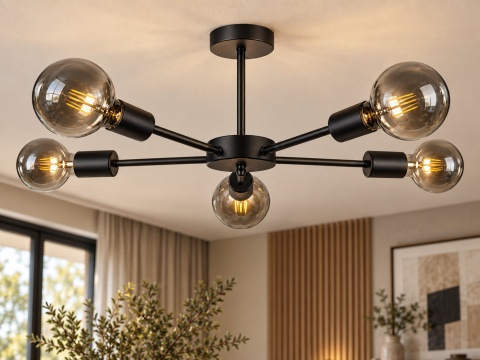 Lampa sufitowa 5xE27 SUN BLACK