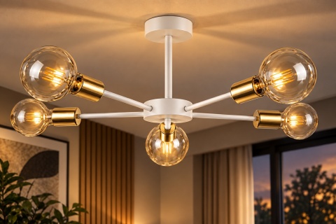Lampa sufitowa 5xE27 SUN WHITE/GOLD
