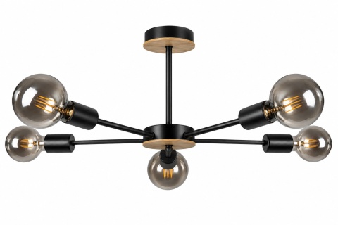 Ceiling Lamp 5xE27 SUN WOOD BLACK