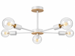 Lampa sufitowa 5xE27 SUN WOOD WHITE