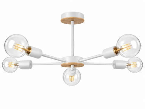 Lampa sufitowa 5xE27 SUN WOOD WHITE