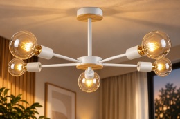 Lampa sufitowa 5xE27 SUN WOOD WHITE
