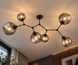Lampa sufitowa 6xE27 ACRO BLACK/SMOKY