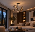 Lampa sufitowa 6xE27 COSMO BLACK/GOLD