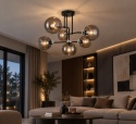 Lampa sufitowa 6xE27 COSMO BLACK/SILVER