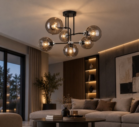 Lampa sufitowa 6xE27 COSMO BLACK/SILVER