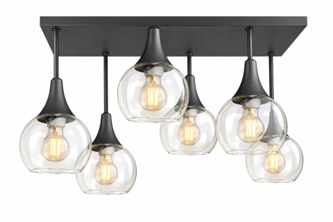 Lampa sufitowa 6xE27 Soma Black/Clear