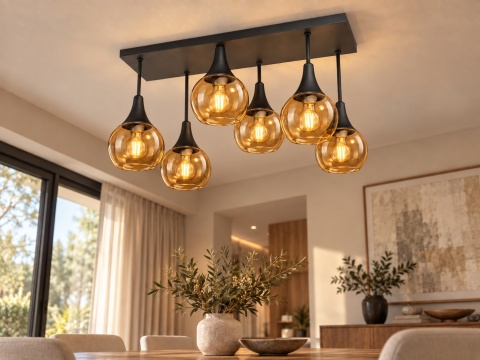 Lampa sufitowa 6xE27 Soma Black/Honey