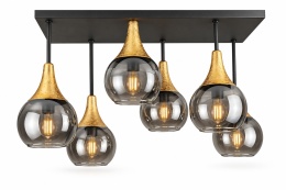 Lampa sufitowa 6xE27 Soma Gold/Smoky